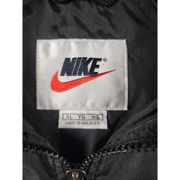 VINTAGE Nike Tracksuit Set XL Black/White Baggy Big Swoosh Windbreaker Retro 90s - Picture 7 of 16
